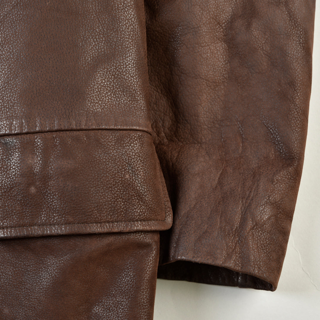 LEATHER MONTGOMERY JACKET BROWN  -  XL