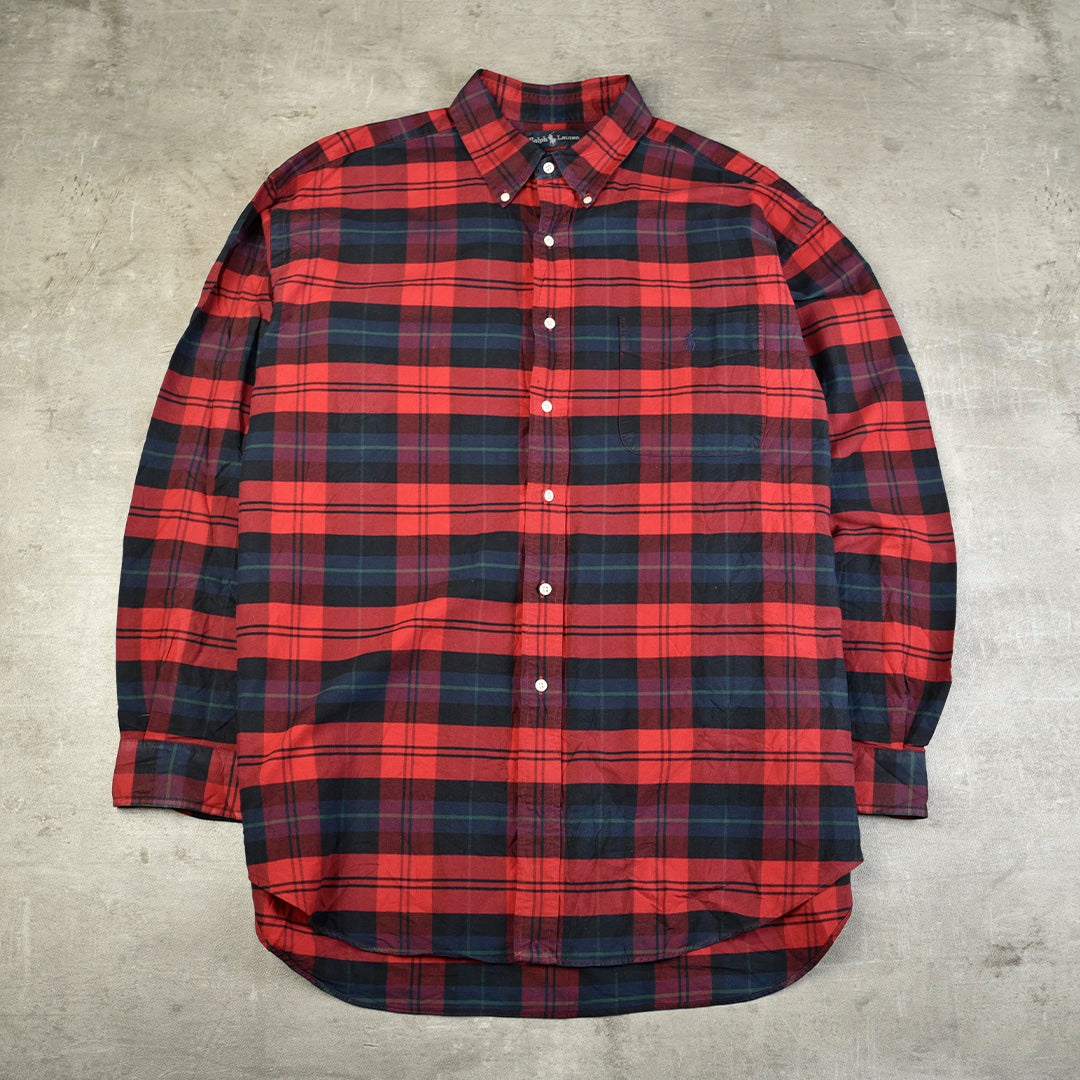 VINTAGE BIG SHIRT CHECKERED RED/BLUE - XL/XXL