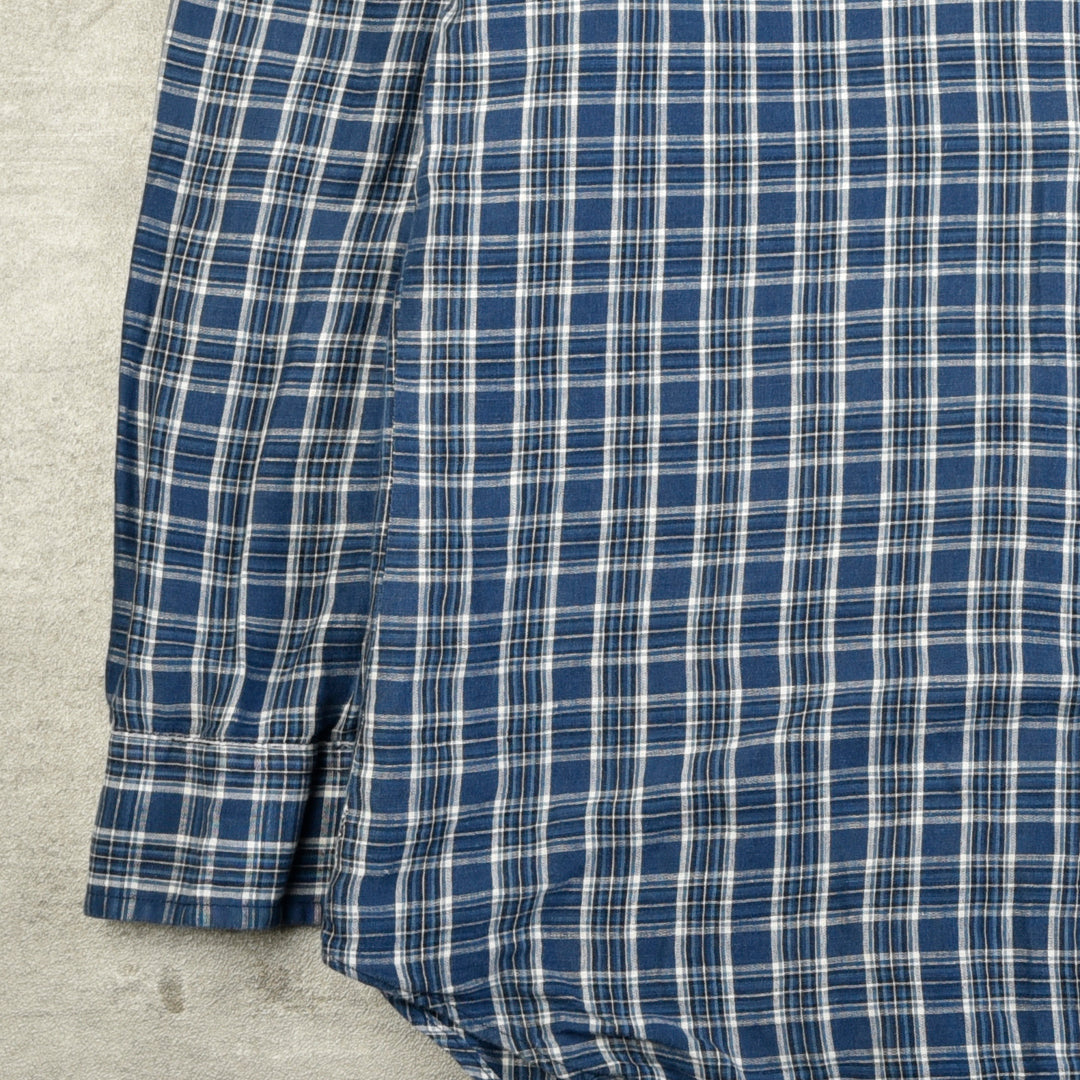 VINTAGE CHECKERED SHIRT BLUE -  LARGE