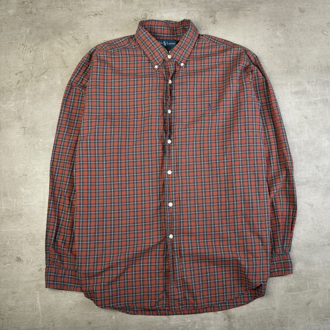 VINTAGE CHECKERED SHIRT  RED/BLUE - XL