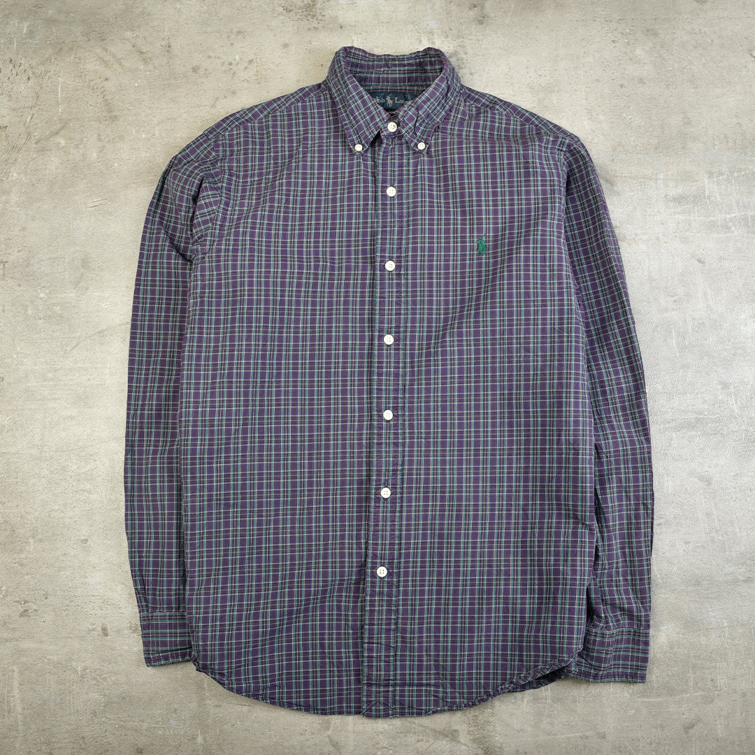 VINTAGE CHECKERED SHIRT PURPLE/GREEN - MEDIUM