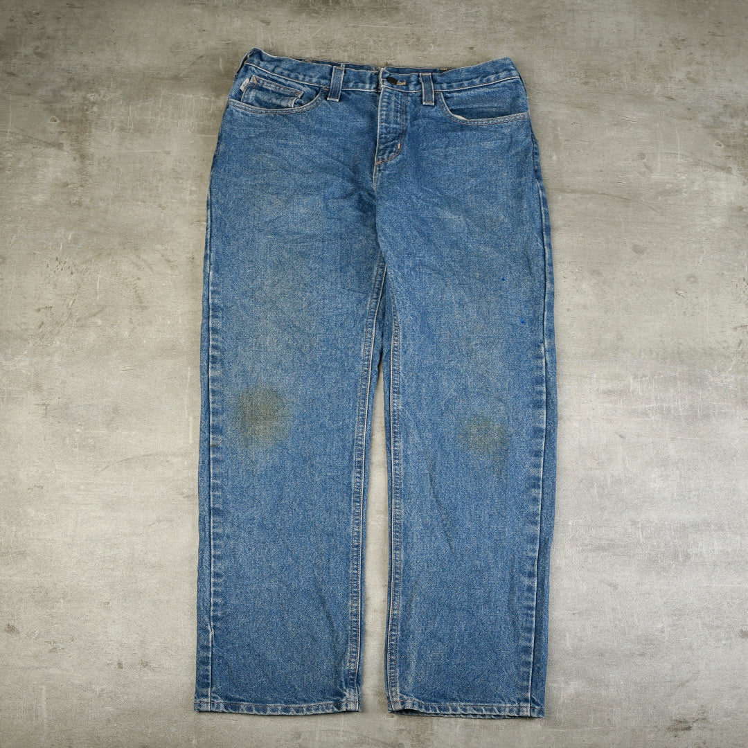 VINTAGE DENIM WORK TROUSERS - MEDIUM