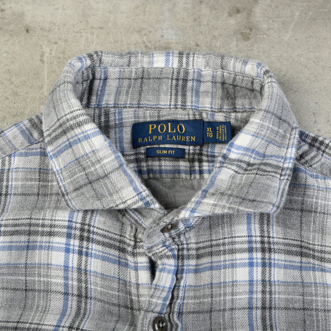 VINTAGE CHECKERED SHIRT GREY/BLUE- XL