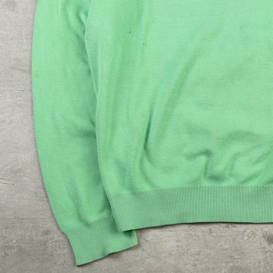 VINTAGE V NECK COTTON KNIT GREEN - M/L