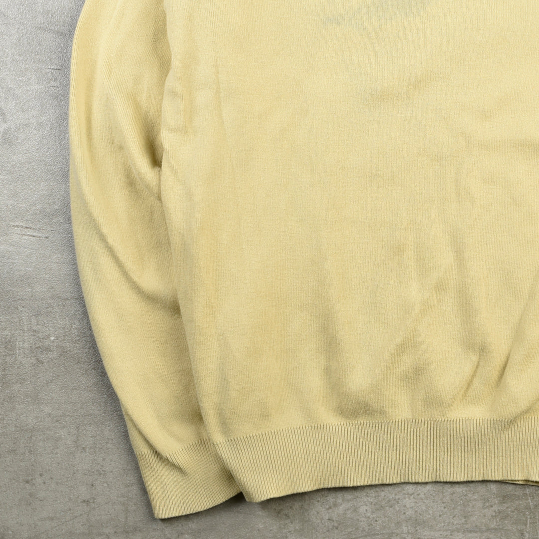 VINTAGE V NECK COTTON KNIT YELLOW - SMALL