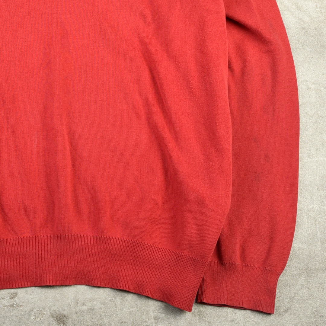 VINTAGE V NECK COTTON KNIT RED - XL