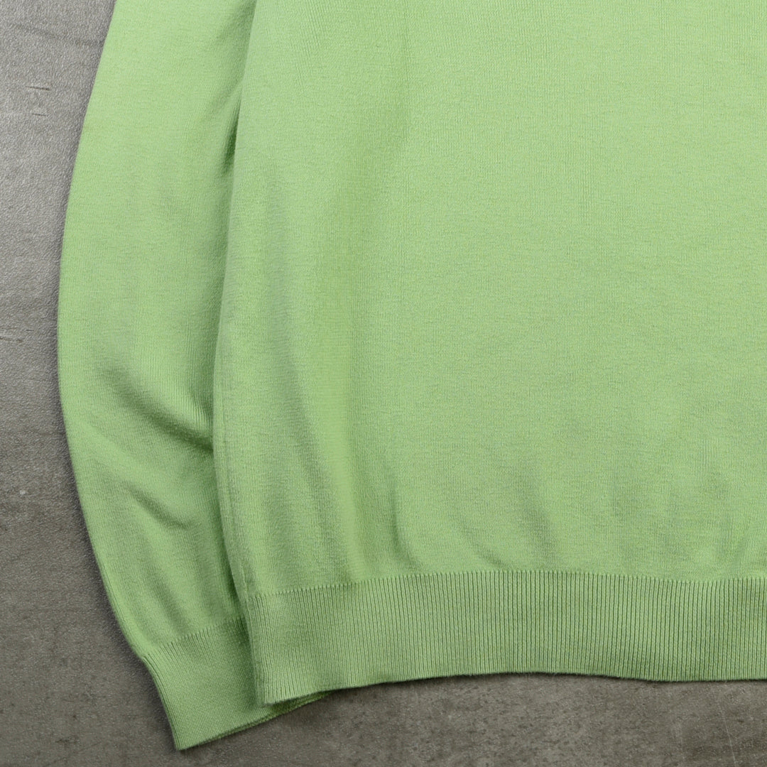 VINTAGE V NECK COTTON KNIT GREEN - MEDIUM