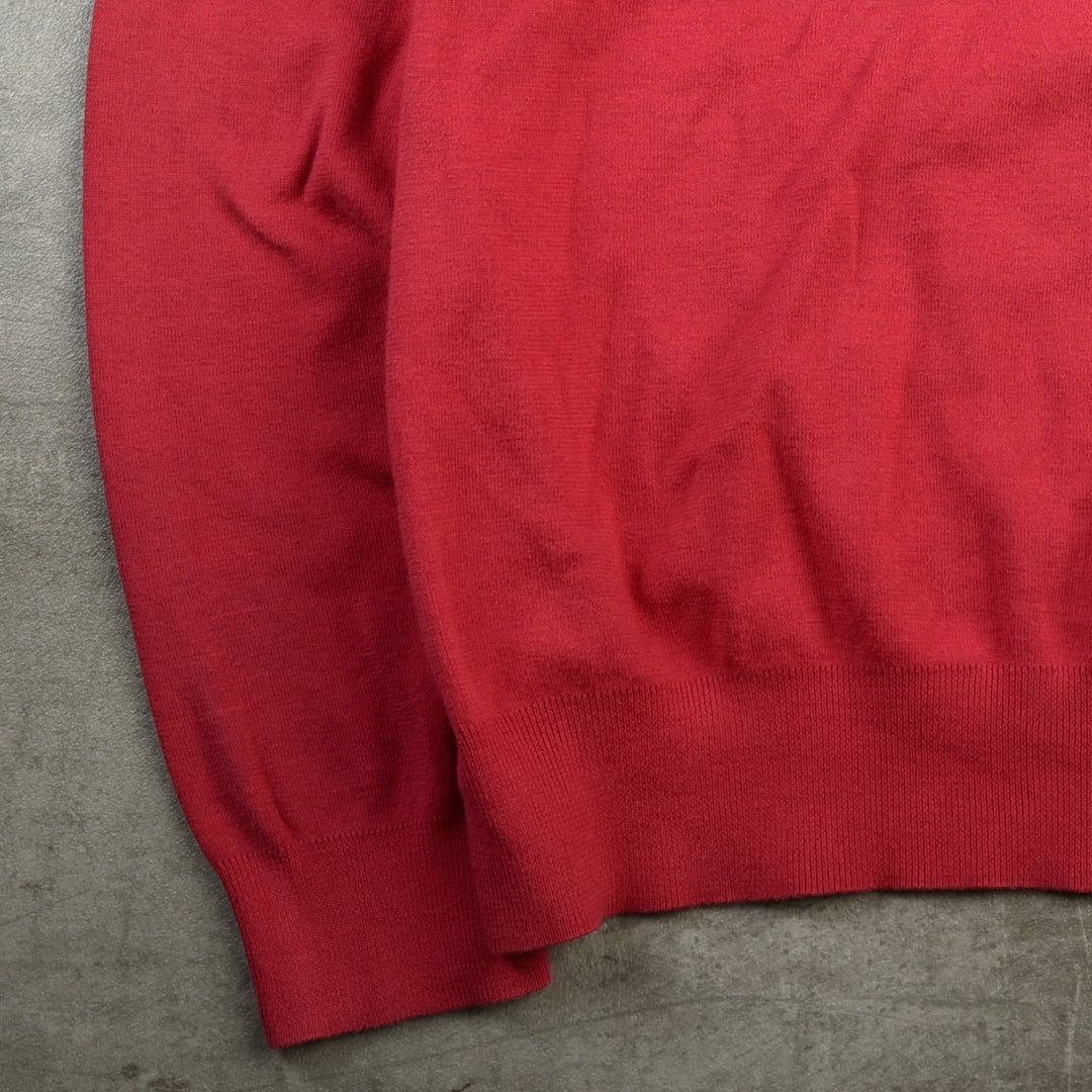 VINTAGE V NECK COTTON KNIT RED - XL