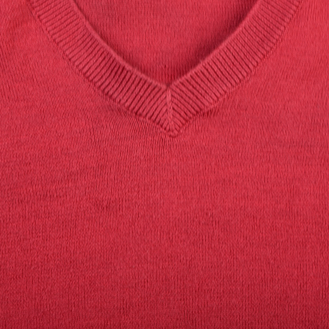 VINTAGE V NECK COTTON KNIT RED - XL