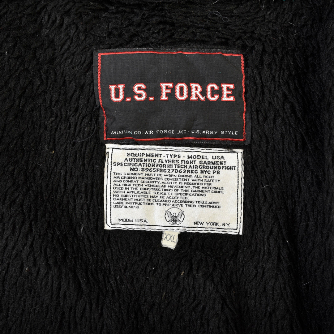 US FORCE FLIGHT LEATHER BOMBER JACKET BLACK - XXL