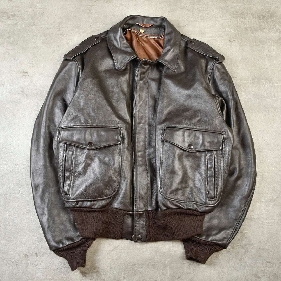 LEATHER G1 FLIGHT JACKET MADE IN USA 684SM BROWN - M/L