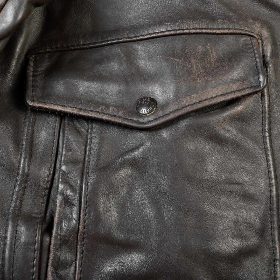 LEATHER G1 FLIGHT JACKET MADE IN USA BROWN - L/XL