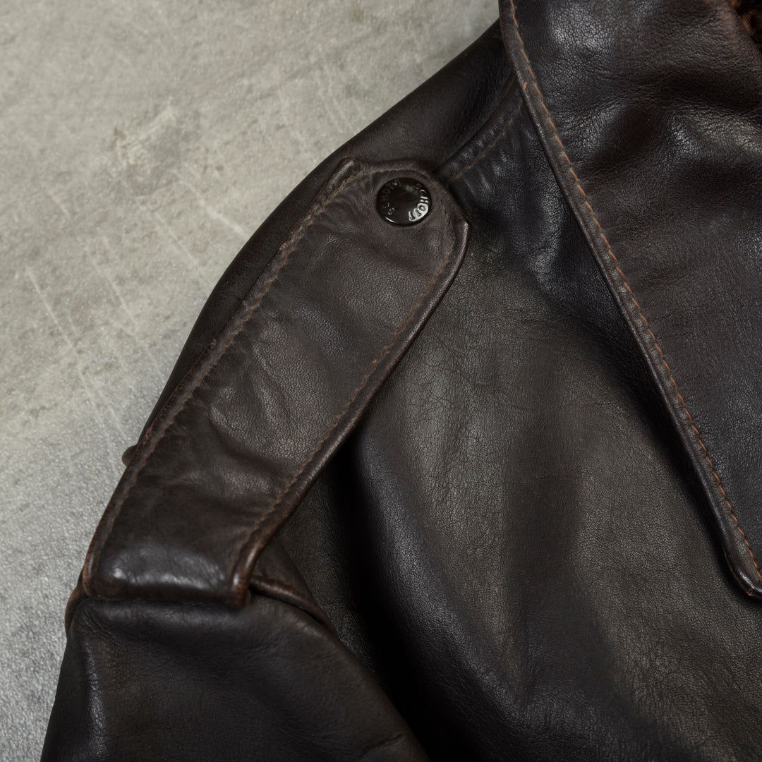 LEATHER G1 FLIGHT JACKET MADE IN USA BROWN - L/XL