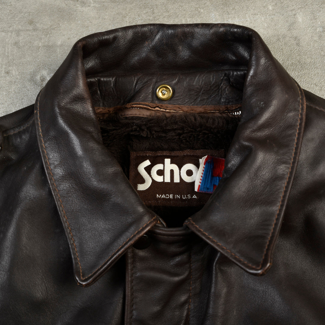 LEATHER G1 FLIGHT JACKET MADE IN USA BROWN - L/XL