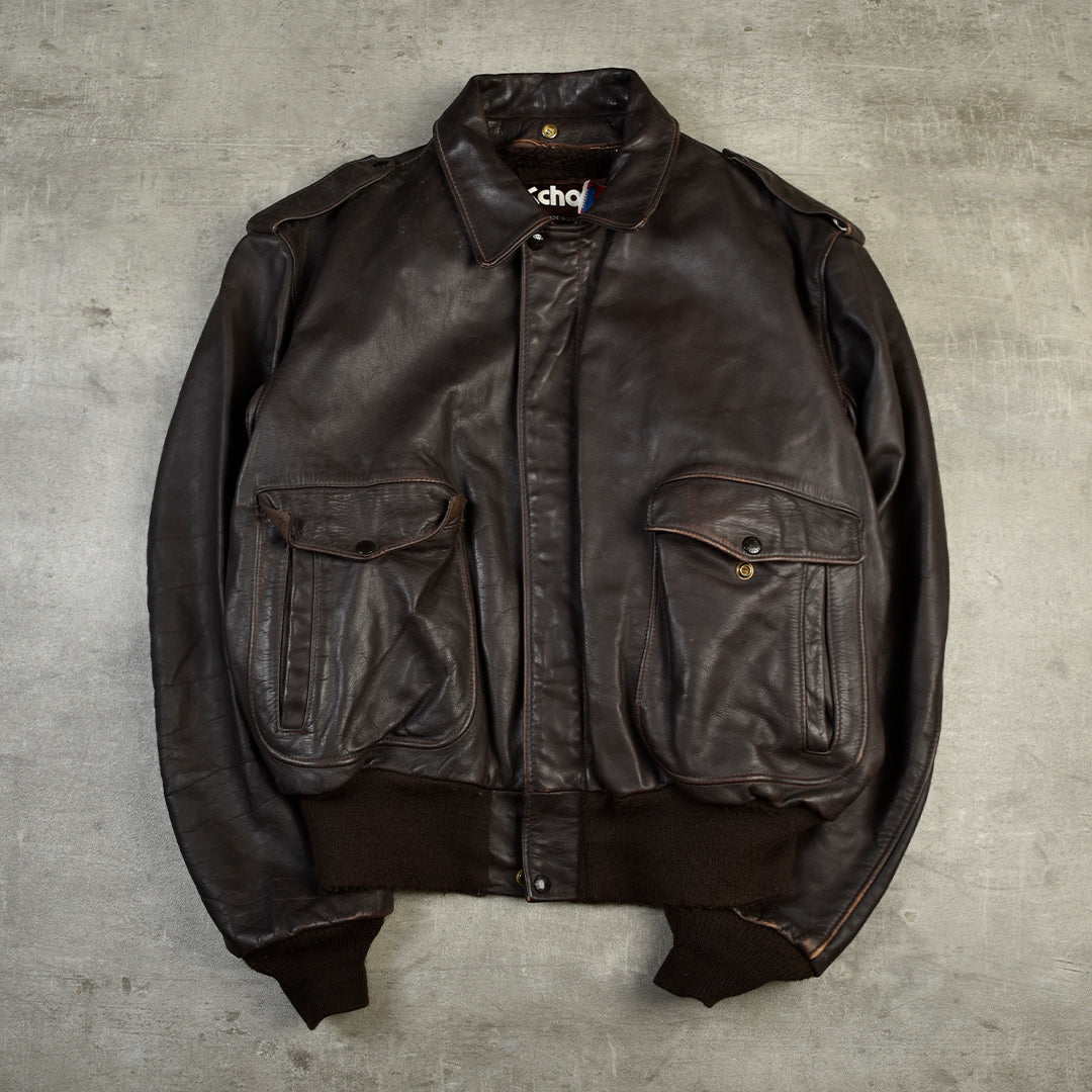 LEATHER G1 FLIGHT JACKET MADE IN USA BROWN - L/XL