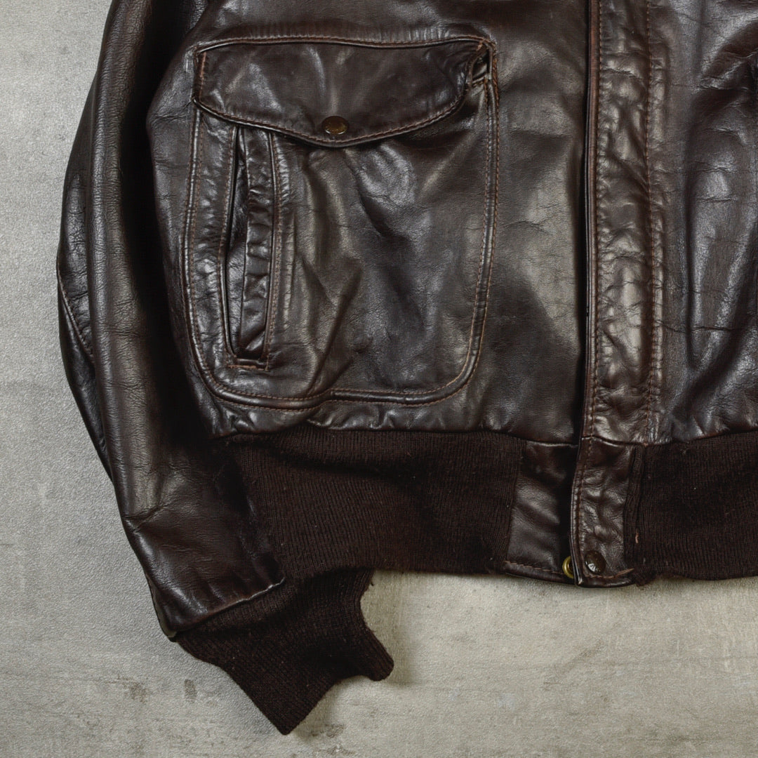 LEATHER G1 FLIGHT JACKET MADE IN USA BROWN - M/L