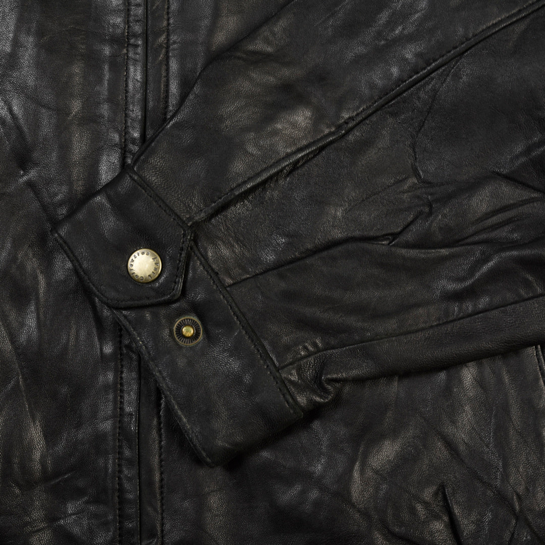 VINTAGE LEATHER BOMBER JACKET BLACK - M