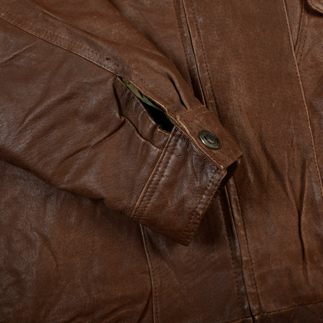 VINTAGE LEATHER JACKET BROWN - XL