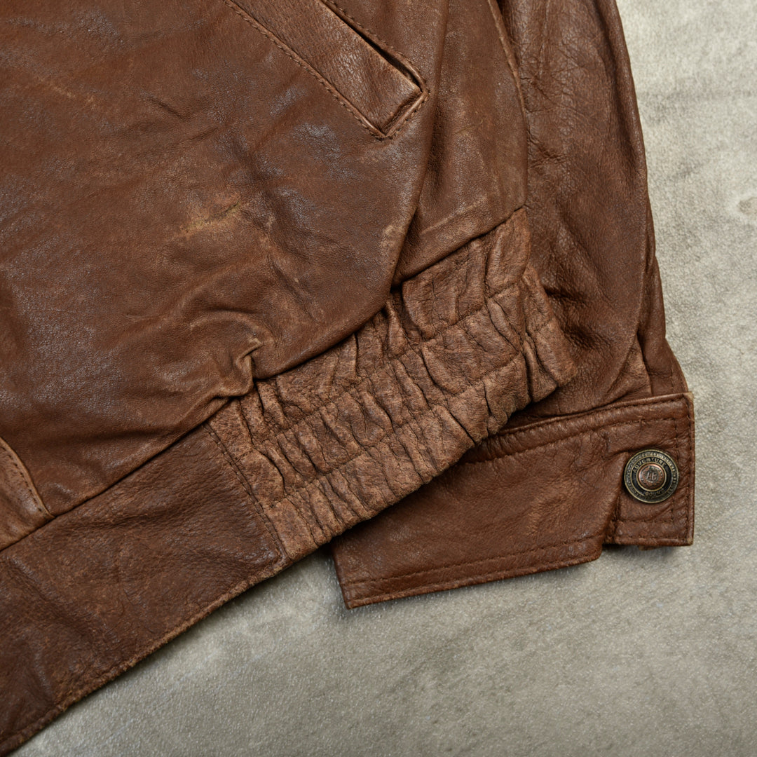 VINTAGE LEATHER JACKET BROWN - XL