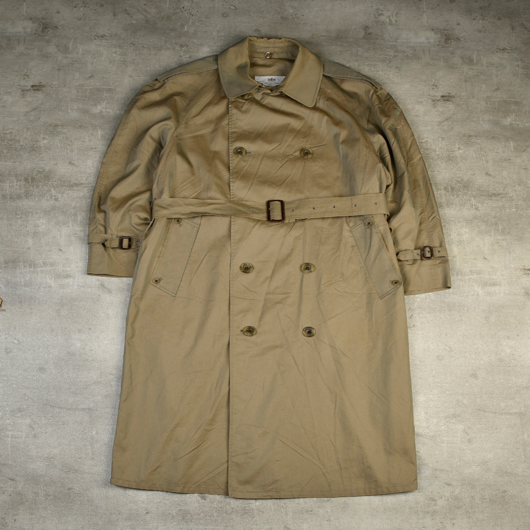 AQUASCUTUM DOUBLE BREAST TRENCH COAT BEIGE - L/XL