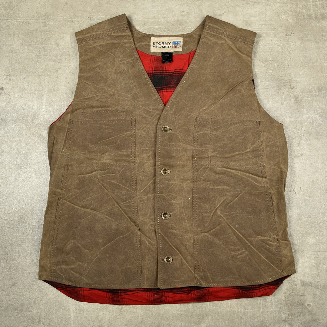 VINTAGE HUNTING WAXED VEST BROWN - L