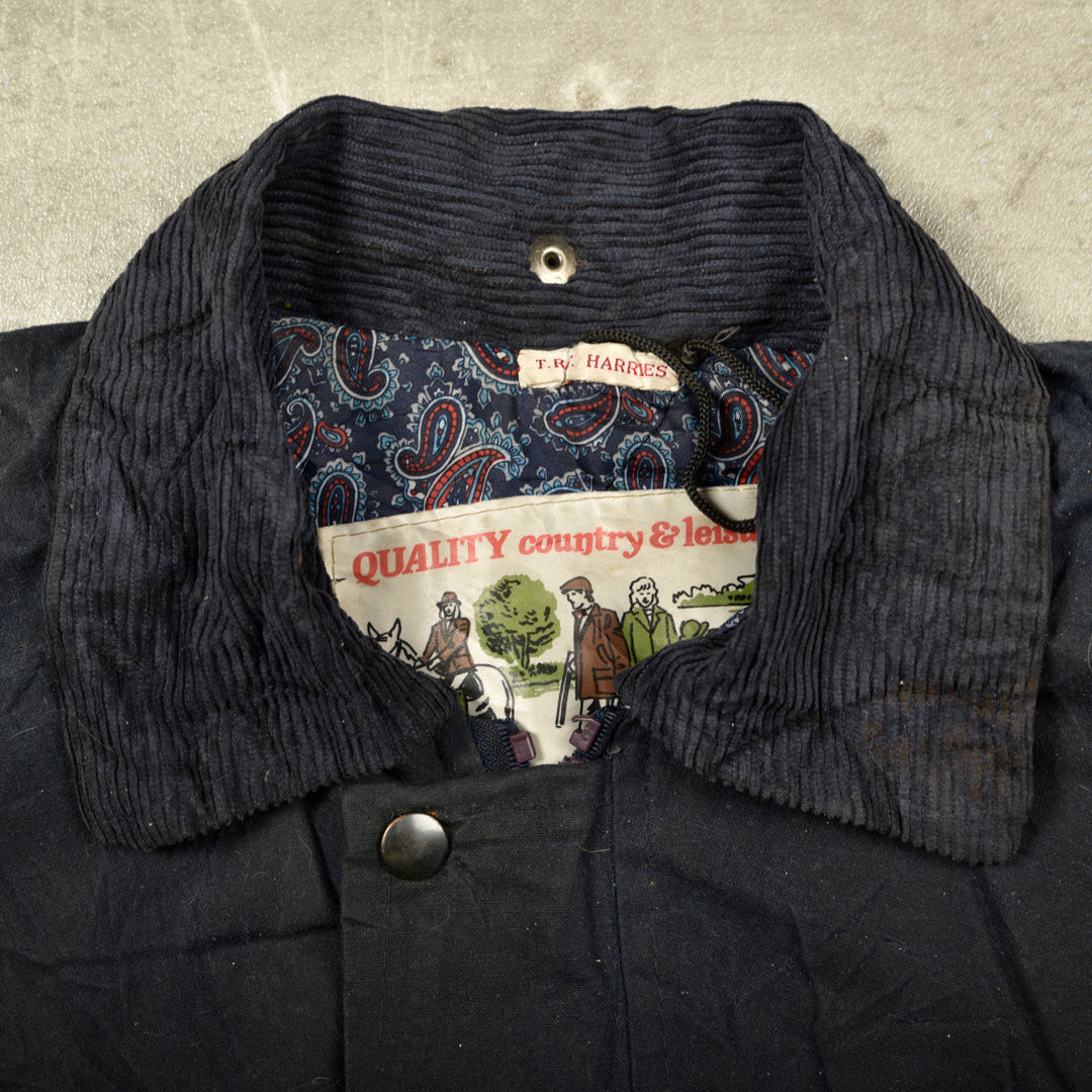 VINTAGE WAXED JACKET BLUE - XS