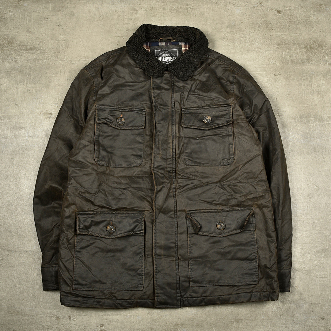 WAXED SHERPA FIELD JACKET BLACK - XL