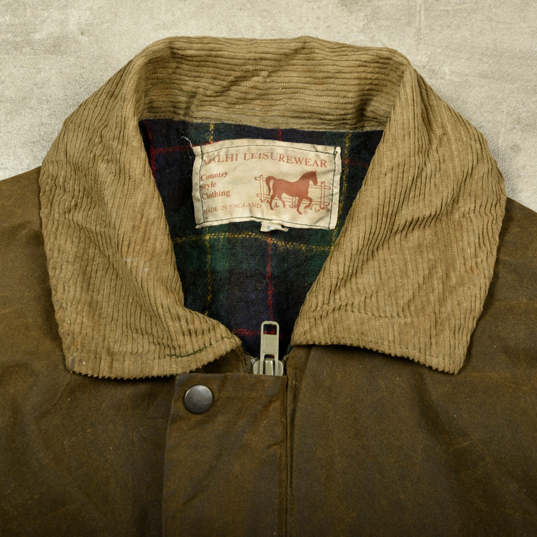 VINTAGE WAXED JACKET KHAKI GREEN - M