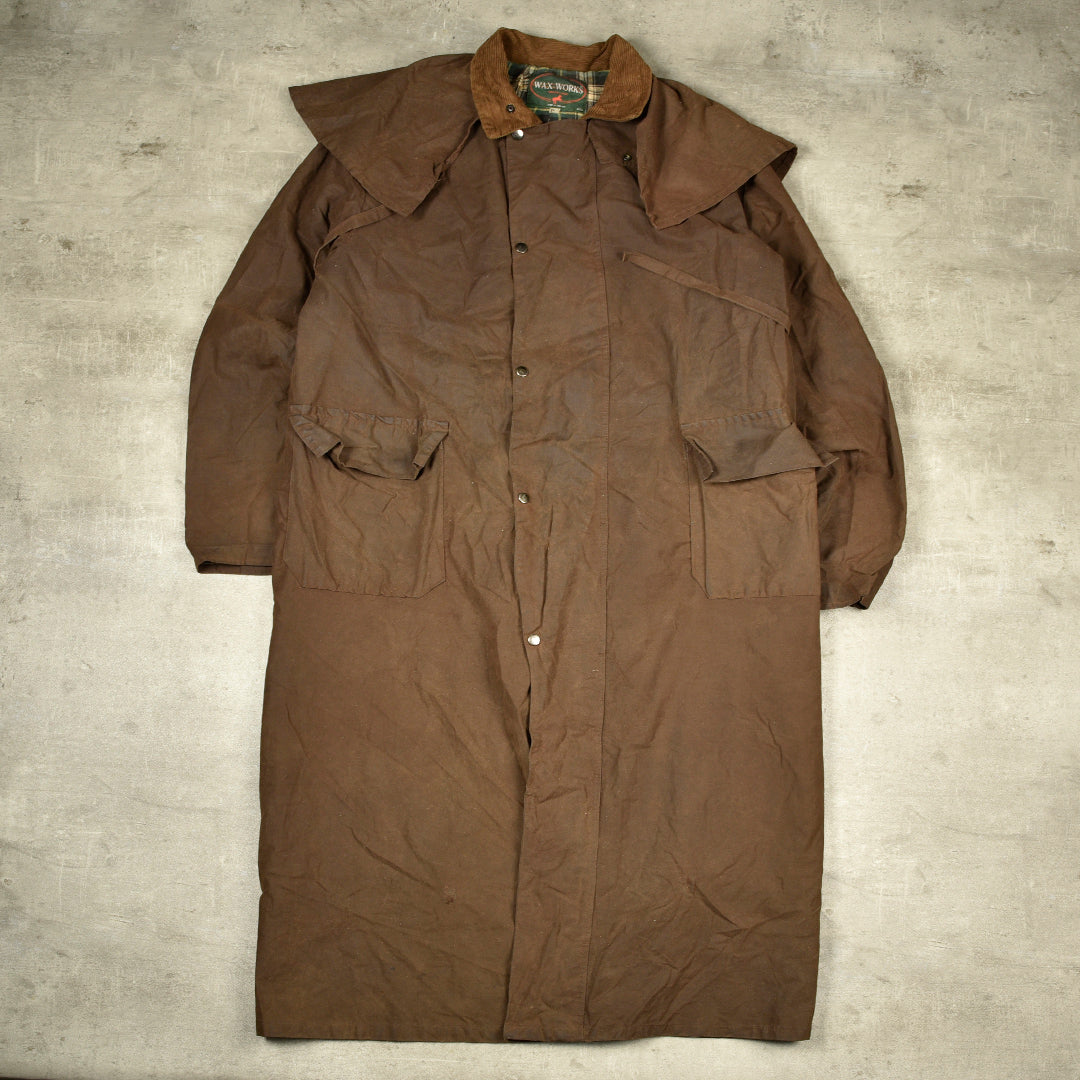 VINTAGE WAXED PARKA JACKET BROWN - 3XL