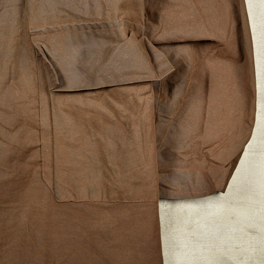 VINTAGE WAXED PARKA JACKET BROWN - 3XL