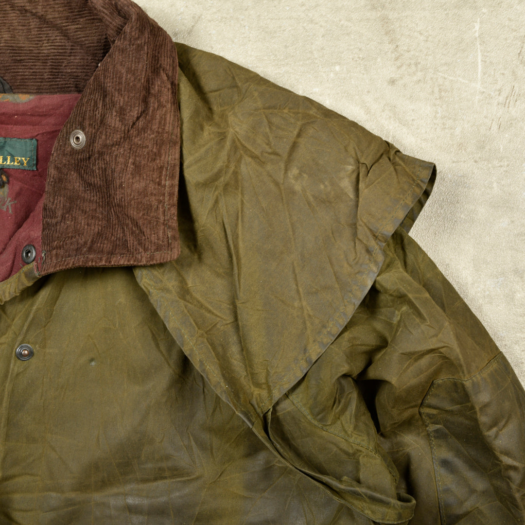 VINTAGE WAXED PARKA JACKET GREEN - XS