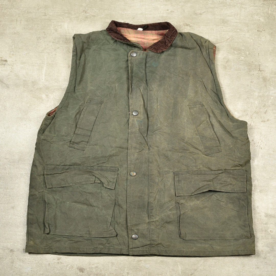 VINTAGE HUNTING WAXED VEST GREEN - M
