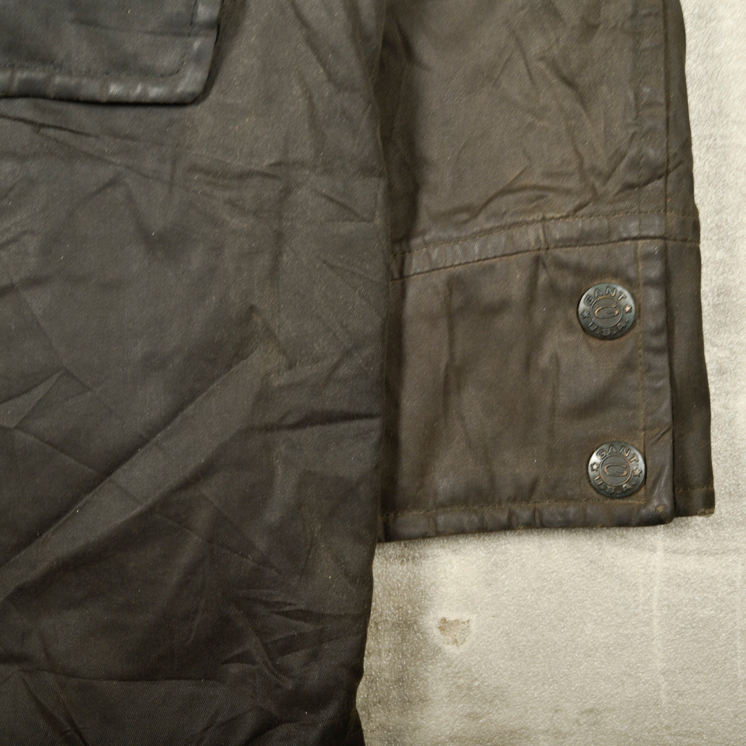 VINTAGE GANT WAXED JACKET BLACK - XXL