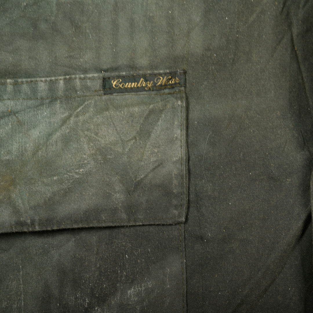 VINTAGE WAXED PARKA JACKET GREEN - S