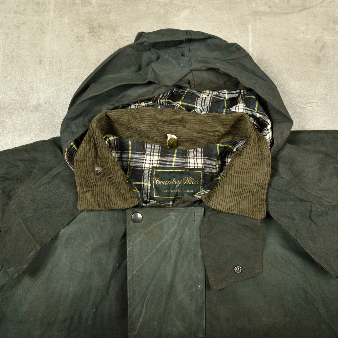 VINTAGE WAXED PARKA JACKET GREEN - S