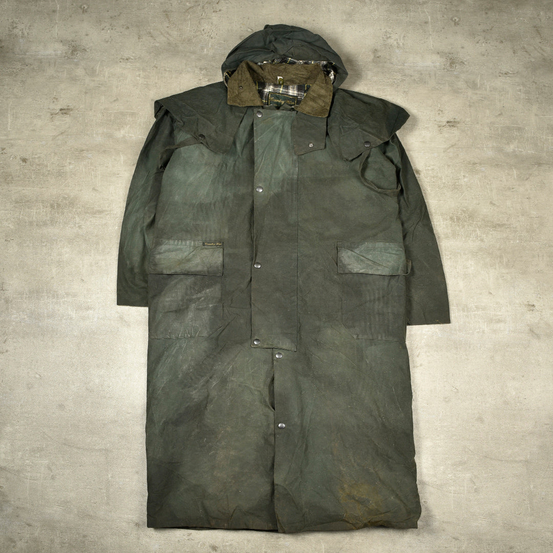 VINTAGE WAXED PARKA JACKET GREEN - S